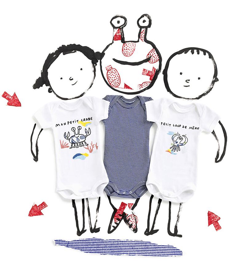 Babies' Serge Bloch Short-Sleeved Bodysuit - 3-Piece Set multicolor