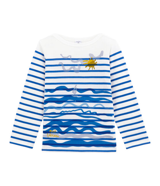 Boys' Creative Striped Top MARSHMALLOW white/PERSE blue