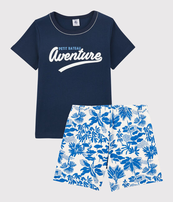 Boys' Blue Cotton Short Pyjamas MEDIEVAL blue/MULTICO white