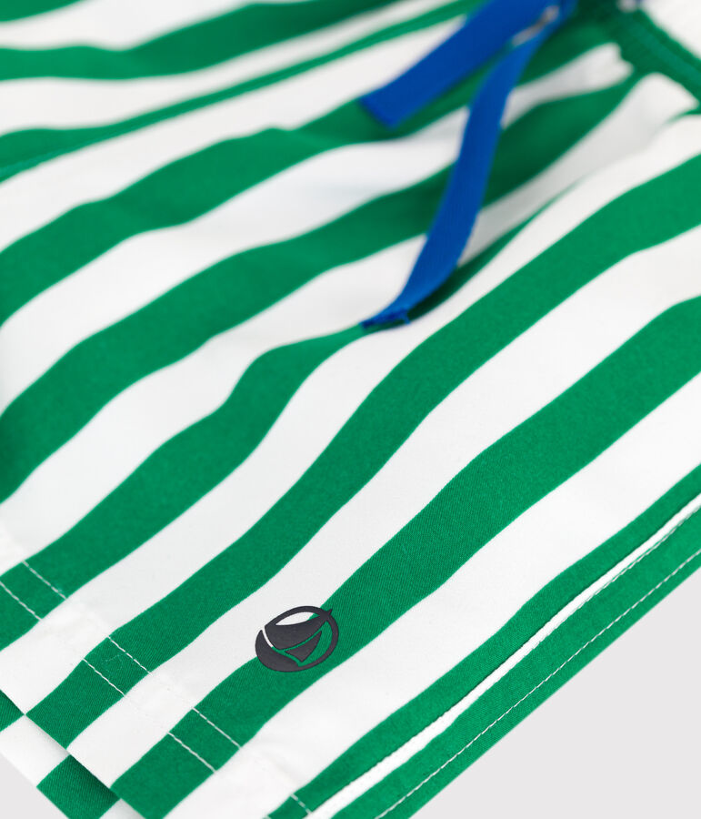 Babies' stripy printed swim shorts MARSHMALLOW green/JARDIN