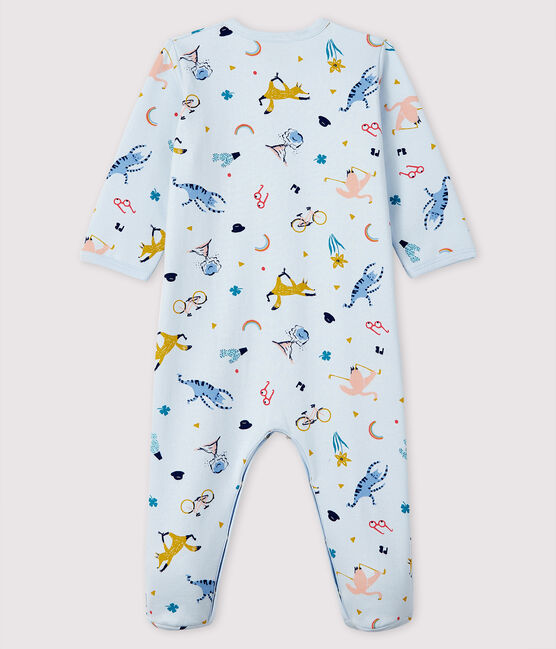 Babies' Blue Animal Print Fleece Sleepsuit FRAICHEUR blue/MULTICO white