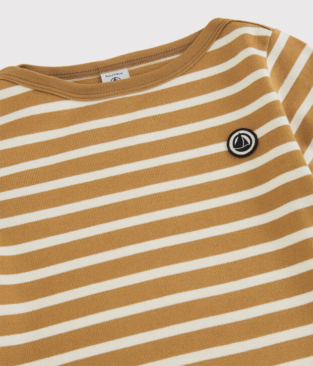 Unisex Children's Striped Cotton Top yellow/ecru