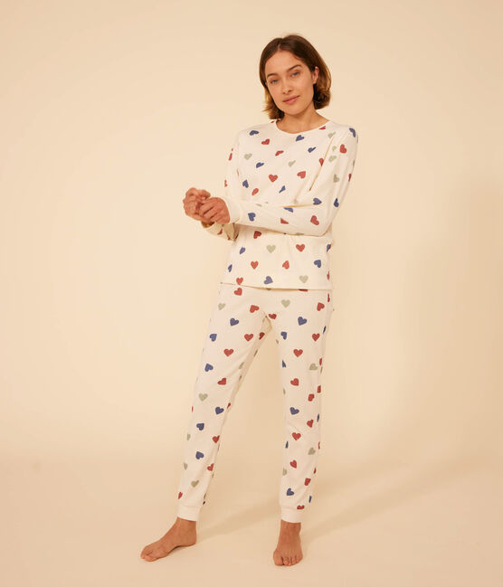 Women's Heart-pattern Cotton Pyjamas AVALANCHE white/MULTICO
