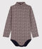 Babies' Long-Sleeved Roll-Neck Bodysuit SMOKING blue/MARSHMALLOW white