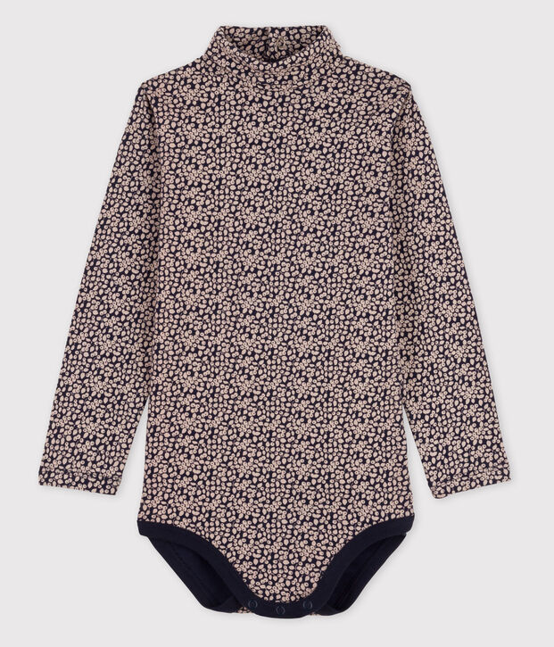 Babies' Long-Sleeved Roll-Neck Bodysuit blue/white