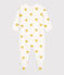 Babies' Yellow Heart Patterned Organic Cotton Sleepsuit MARSHMALLOW white/OCRE yellow