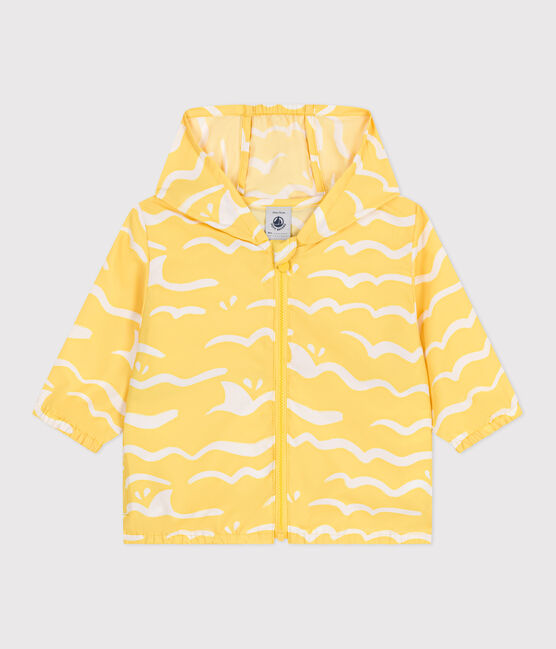 Babies' shark print UV protection polyester windbreaker ORGE yellow/MARSHMALLOW white