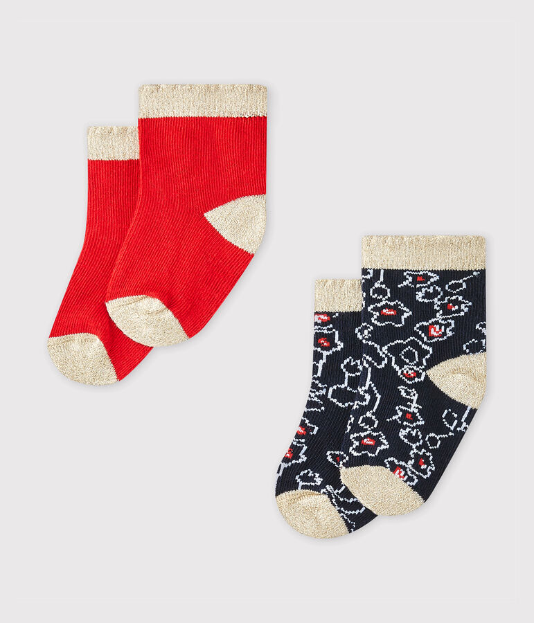 Set of 2 pairs of baby girl's socks white