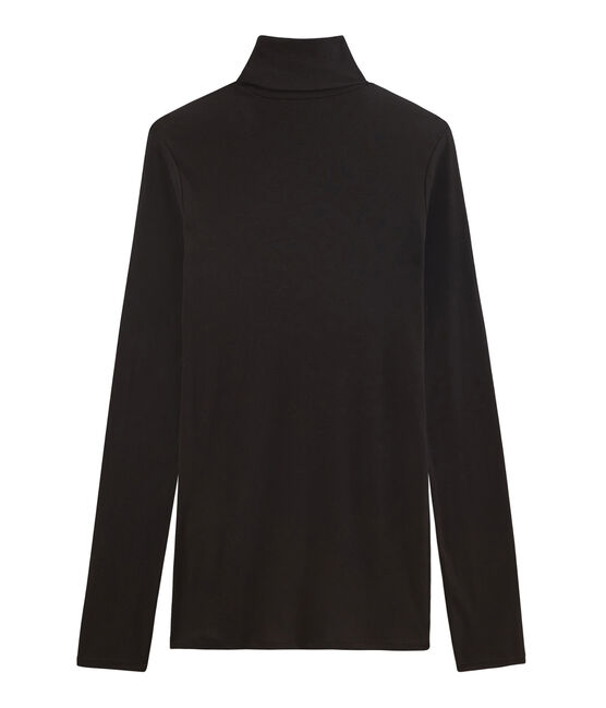 Women's light cotton polo neck NOIR black