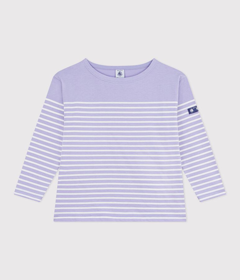 Children's cotton Breton top purple/ecru