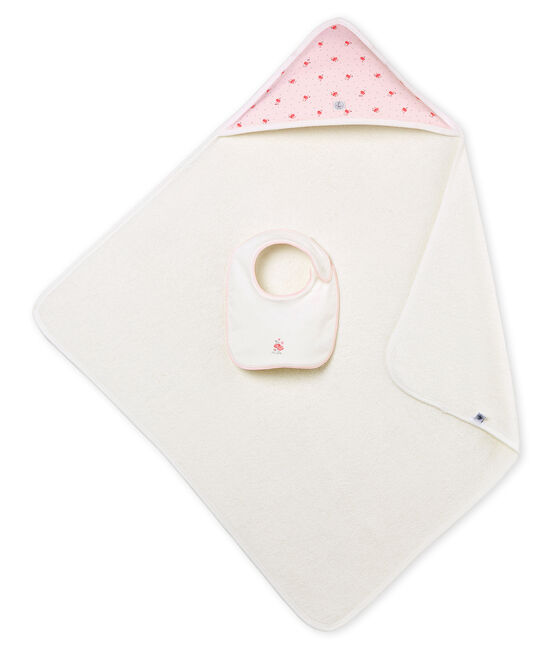 Baby girls' square bath towel and bib variante 1