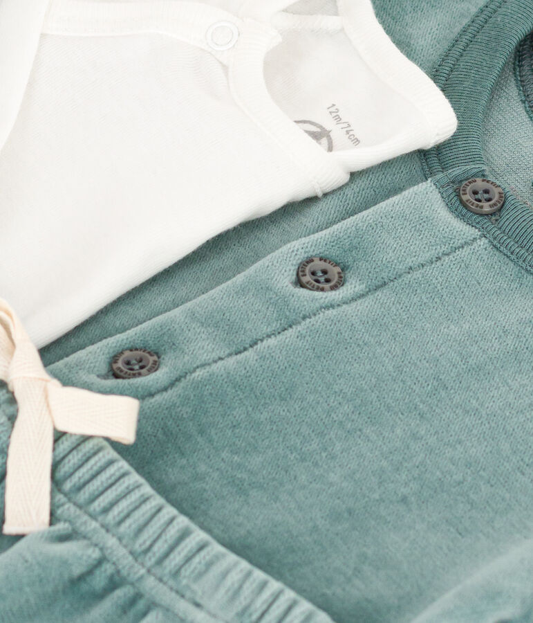 Babies' Velour Three-Piece and Bodysuit green