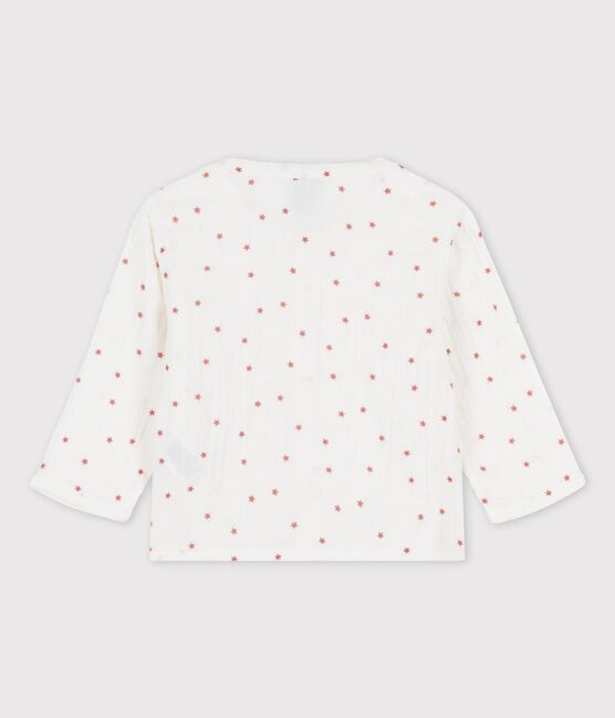 Babies' Organic Cotton Gauze Shirt MARSHMALLOW white/OMBRIE red