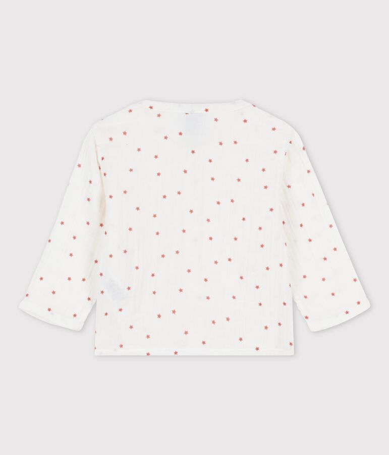 Babies' Organic Cotton Gauze Shirt MARSHMALLOW white/OMBRIE red
