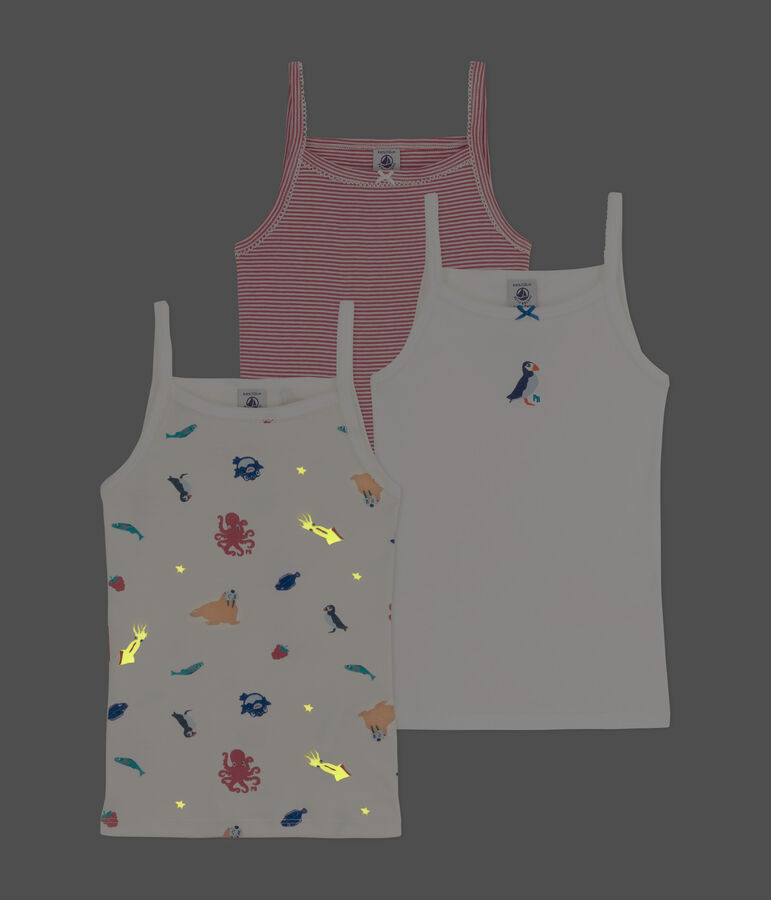 Girls' Cotton Strappy Vests - 3-Pack multicolor