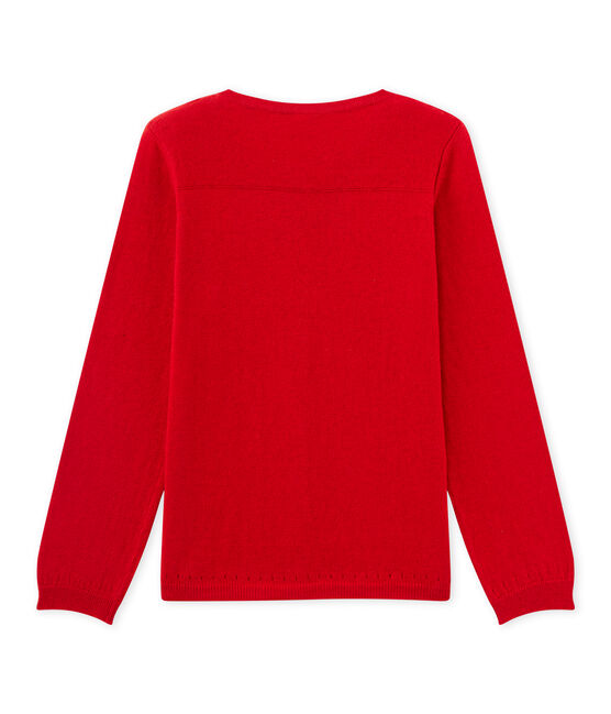Girls' cardigan in wool and cotton FROUFROU red