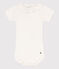 Babies' Short-Sleeved Cotton Bodysuit With Ruffle Collar white