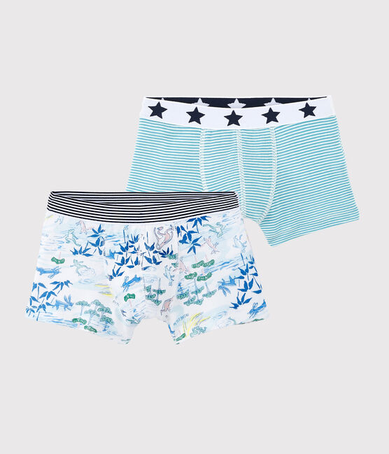 Boys' Green Cotton and Lyocell Boxer Shorts - 2-Pack variante 1