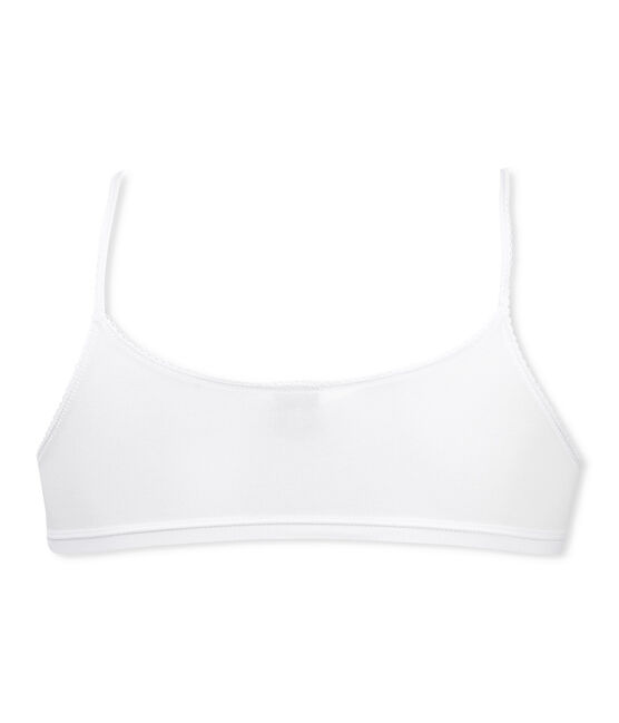 Girl's plain crop top ECUME white