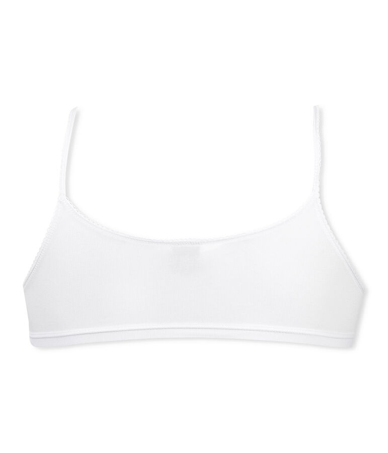 Girl's plain crop top ECUME white
