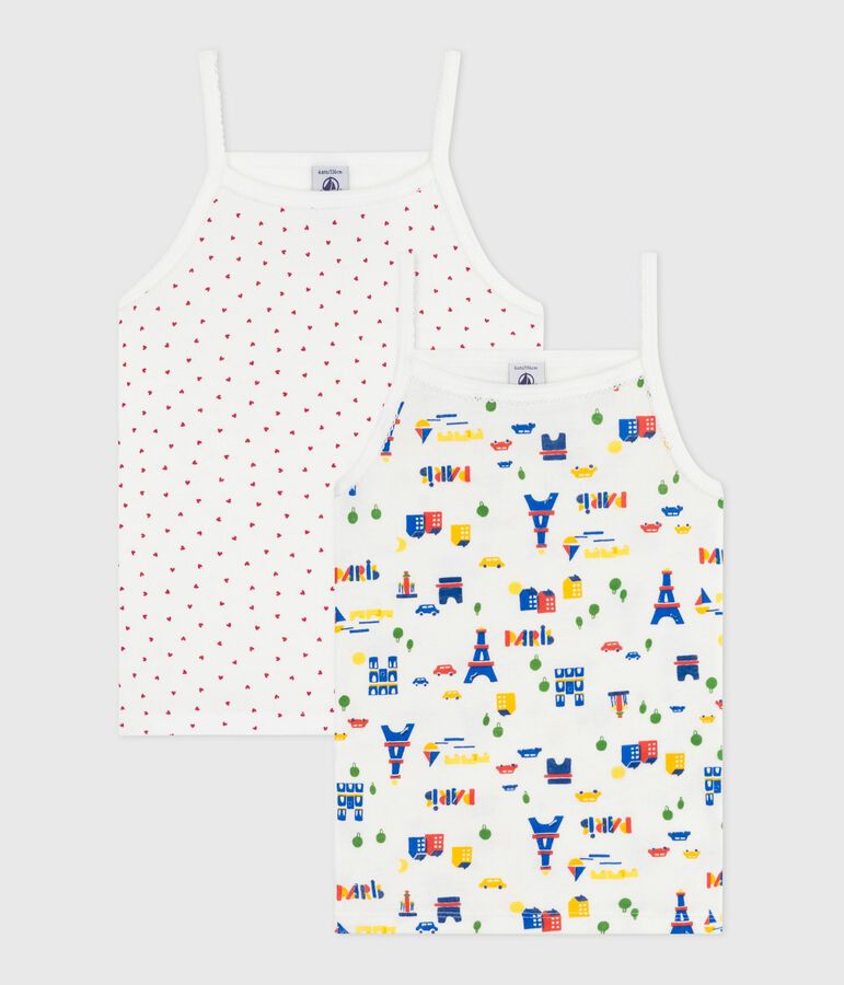 Pack of children's strappy Paris-print cotton vests multicolor