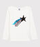 Girls' Long-Sleeved Cotton T-Shirt MARSHMALLOW white
