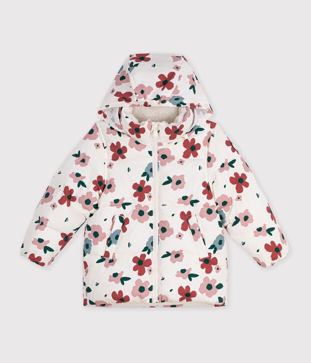 Children's floral pattern puffer jacket Ecru/multicolor
