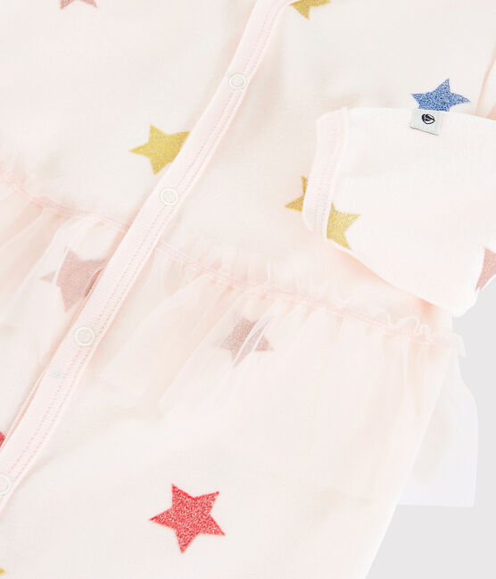 Baby Girls' Starry Velour Sleepsuit FLEUR pink/MULTICO white