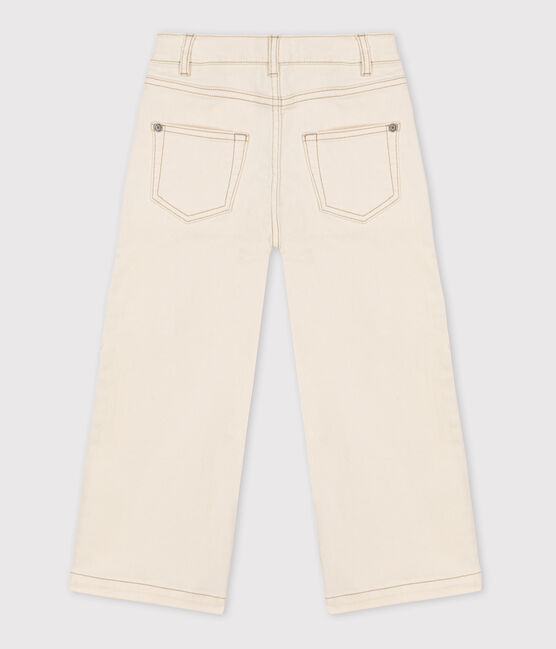 Girls' Denim Flared Trousers AVALANCHE Ecru