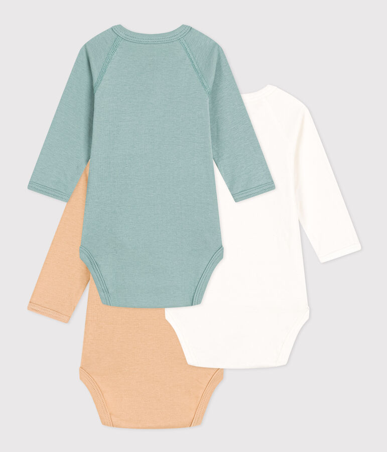 Long-Sleeved Wrapover Cotton 130 Spring Bodysuits - 3-Pack multicolor