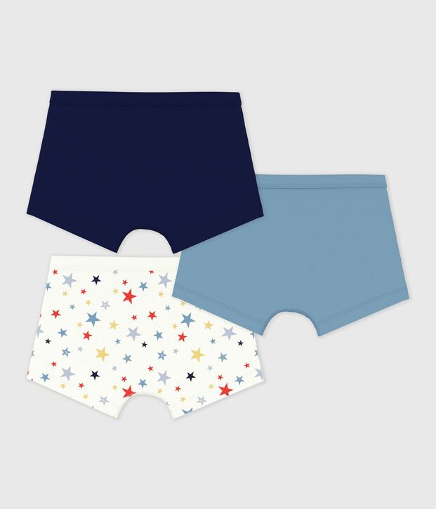 Pack of children's star print cotton boxers with covered waistbands multicolor