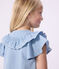 Children's plain short-sleeved cotton blouse BLEU CLAIR blue