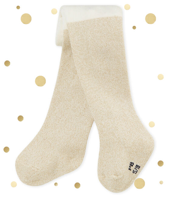 Baby girl's shiny tights MARSHMALLOW white/DORE yellow