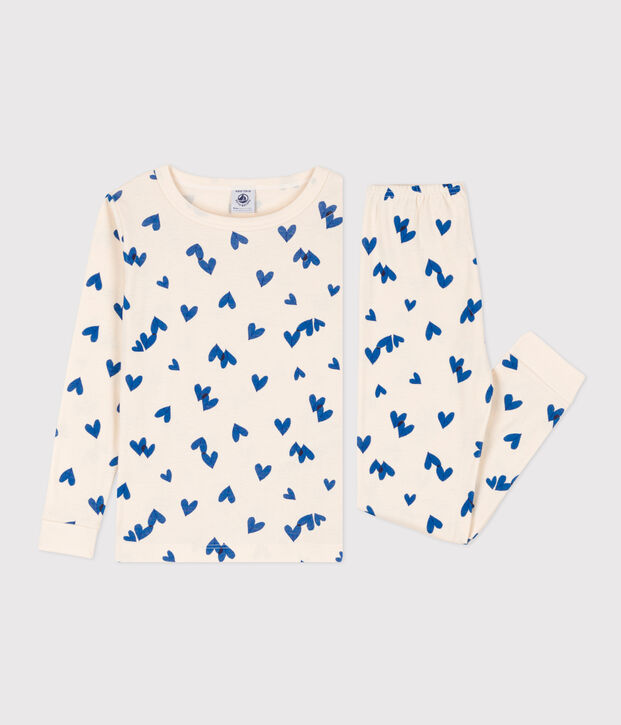 Girls' Snugfit Cotton Pyjamas Ecru/multicolor