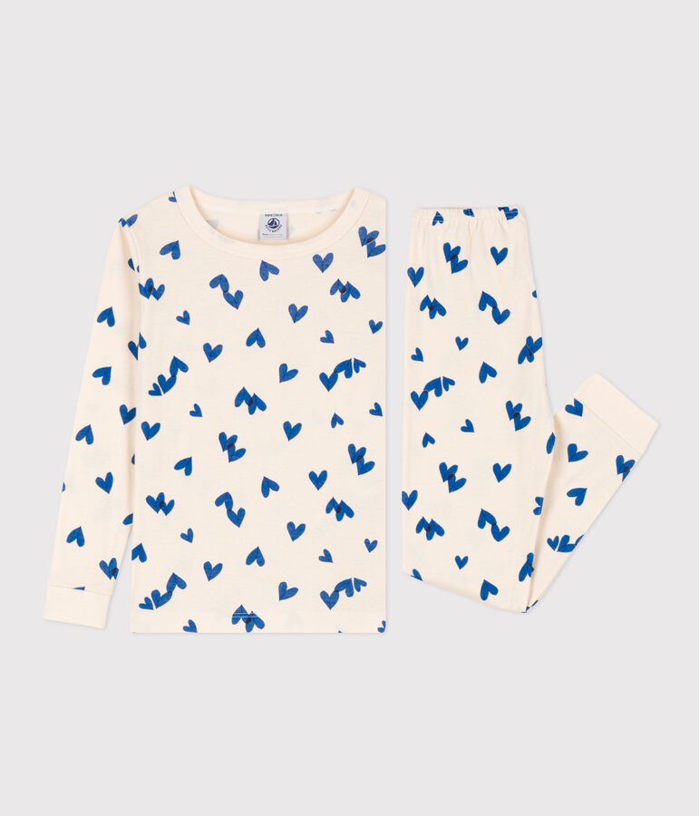 Girls' Snugfit Cotton Pyjamas Ecru/multicolor