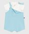Newborn baby set with sun print cotton dungarees and a body AQUATIC blue