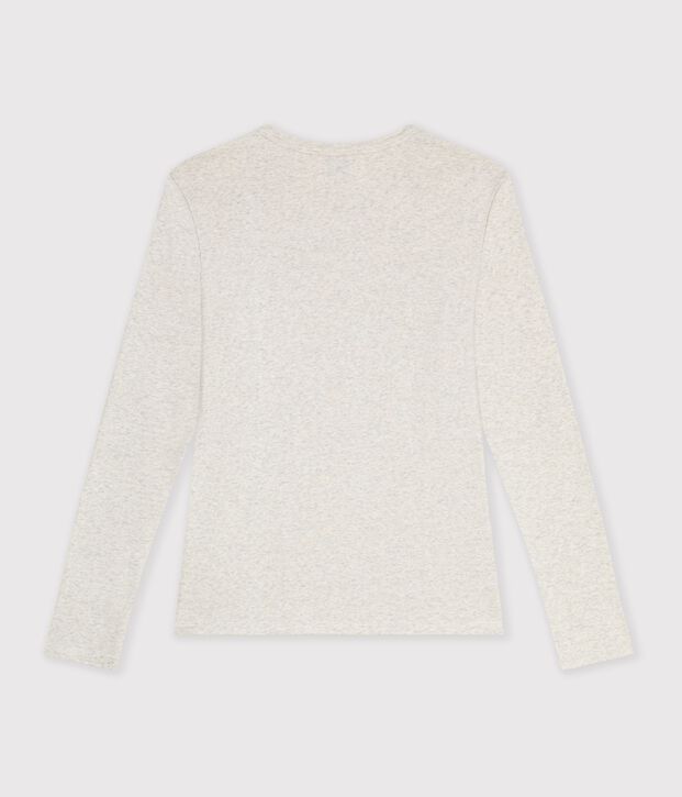 Women's long-sleeved cotton T-shirt with cocotte stitch detailing MONTELIMAR CHINE