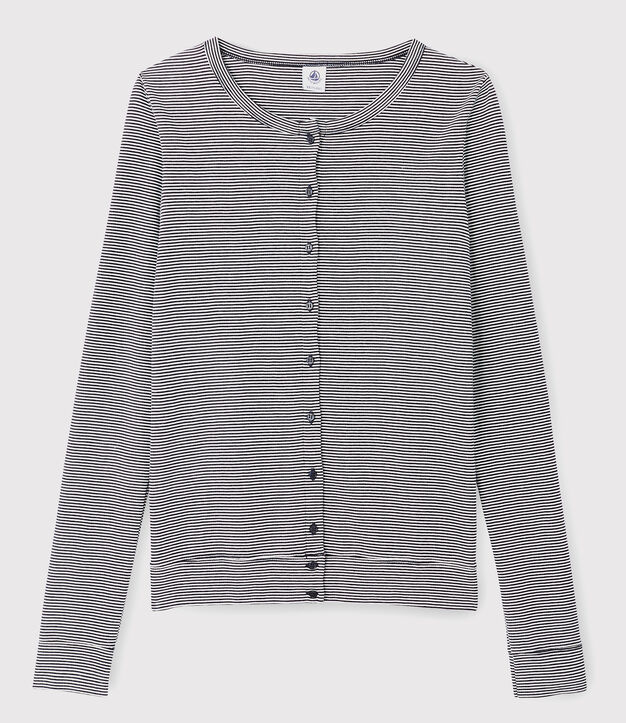 Women's Iconic Striped Cotton Cardigan blue/white