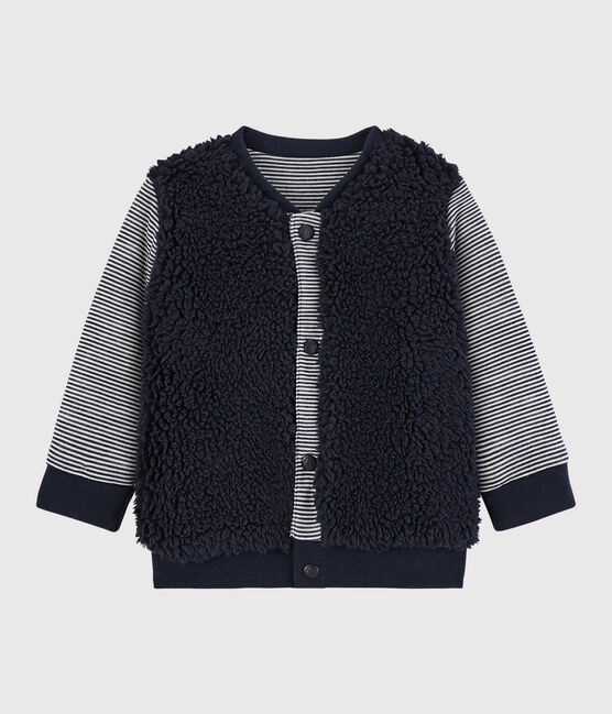 Baby boy's reversible cardigan SMOKING blue/MARSHMALLOW white