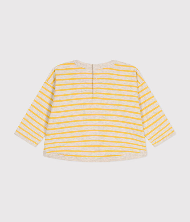 Babies' long-sleeved tube it T-shirt beige/yellow