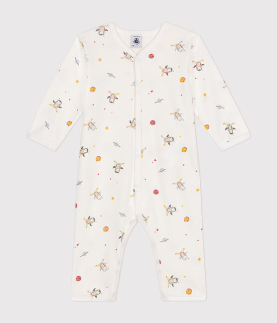 Babies' footless cotton pyjamas MARSHMALLOW white/MULTICO white