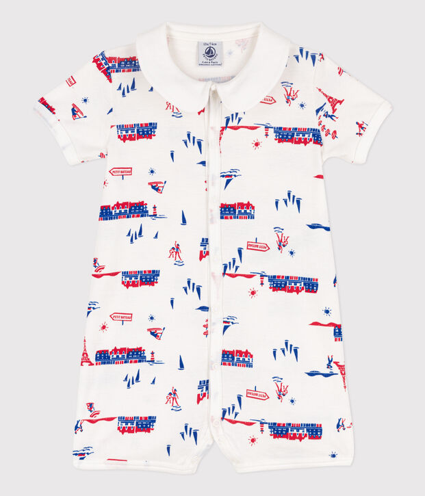 Babies' Paris-Themed Cotton Playsuit white/multicolor