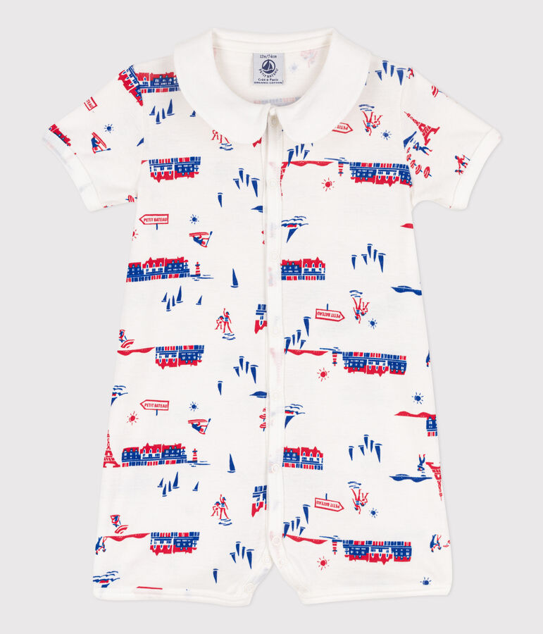 Babies' Paris-Themed Cotton Playsuit white/multicolor