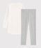 Girls' Starry Tube Knit Nightdress with Leggings MARSHMALLOW white/ARGENT grey