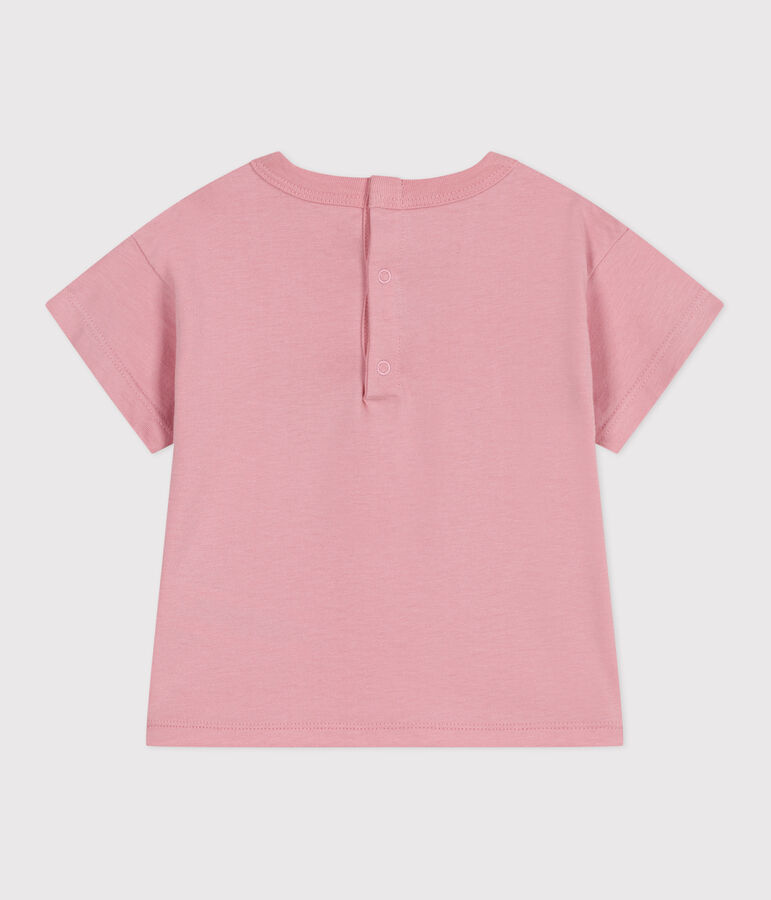 Babies' short-sleeved plain cotton T-shirt CHARME pink