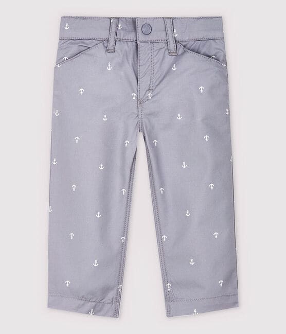 Baby Boys' Embroidered Twill Trousers CONCRETE grey