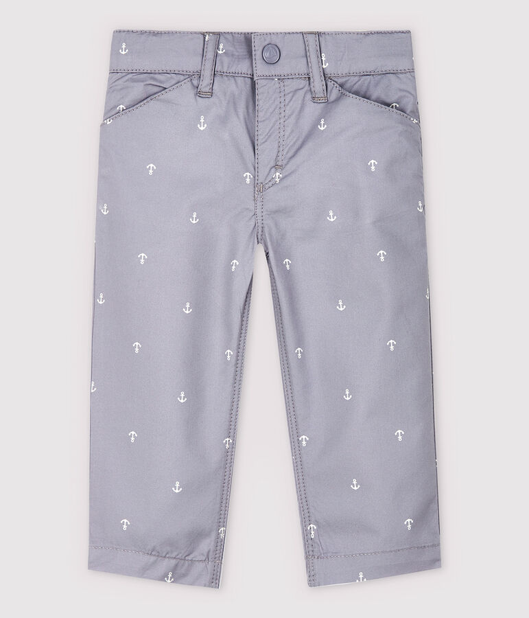 Baby Boys' Embroidered Twill Trousers CONCRETE grey