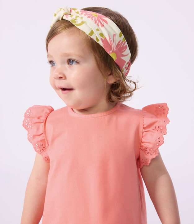 Baby girl's  floral print cr&ecirc;pe headband white/multicolor