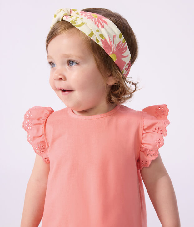 Baby girl's  floral print cr&ecirc;pe headband white/multicolor