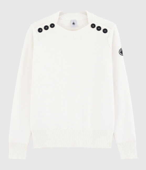 Women's Navy Cotton Pullover MARSHMALLOW white